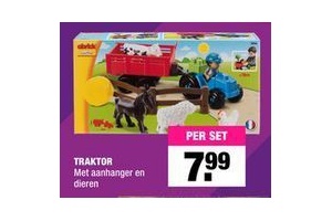 traktor met aanhanger en dieren