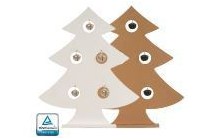 houten kerstboom met bellen