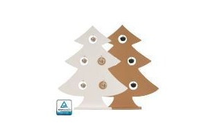 houten kerstboom met bellen