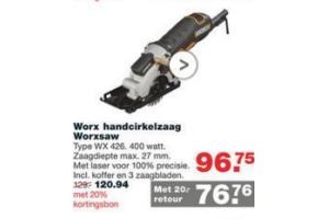 worx handcirkelzaag worxsaw voor en euro 76 75