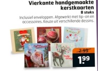 vierkante handgemaakte kerstkaarten