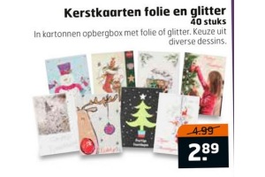 kerstkaarten folie en glitter