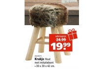 krukje hout met imitatiebont