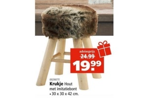 krukje hout met imitatiebont