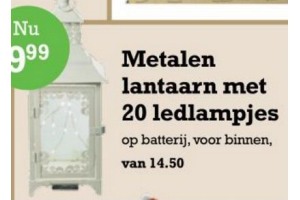 metalen lantaarn met 20 ledlampjes