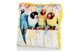 kussen parrot friends 45 x 45 cm met bont achterkant