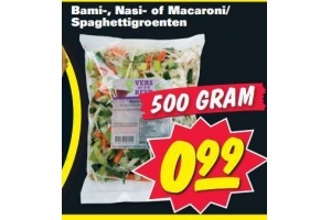 bami nasi of macaroni spaghettigroenten