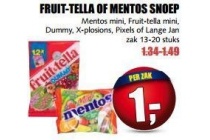 fruit tella of mentos snoep voor en euro 1 per zak