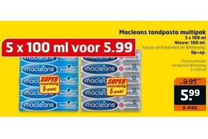 Zwakheid Kruipen Meenemen Macleans tandpasta multipak €5,99 - Beste.nl