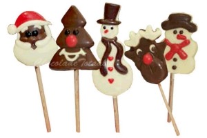 kerstlollies van chocolade