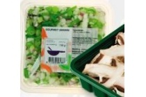 champignons gesneden uienmix of paprikamix