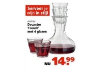 decanter french met 4 glazen