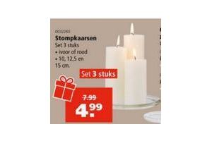 stompkaarsen set 3 stuks