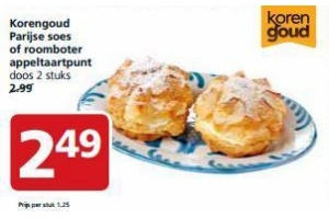 korengoud parijse soes of roomboter appeltaartpunt