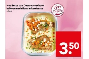 het beste van deen ovenschotel kalkoenmedaillons in kerriesaus