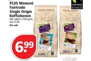 plus moment fairtrade single origin koffiebonen