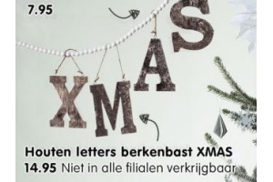 houten letters berkenbast xmas