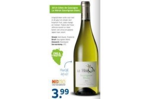 2014 c en ocirc tes de gascogne le h en eacute ron sauvignon blanc