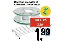 rechaud met glas of chromen onderzetter