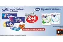 tempo zakdoekjes en tissues en edet vochtig toiletpapier