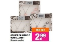 collier en dubbele oorbellenset