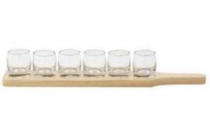 amuseset plank met 6 glazen schaaltjes