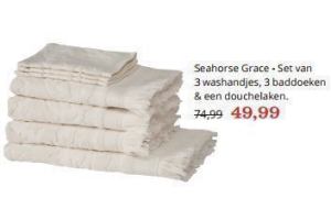 seahorse grace set van 3 washandjes 3 baddoeken en amp een douchelaken