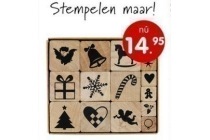 houten stempelset kerstfiguren