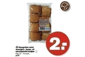 hoogvliet mini worsten kaas of saucijzenbroodjes