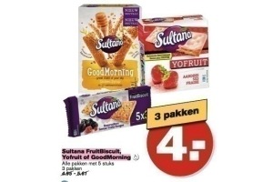 sultana fruitbiscuit yofruit of goodmorning nu 3 pakken slechts en euro 4