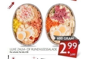 luxe zalm of rundvleessalade