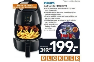 Wissen vandaag Paar Philips Airfryer XL HD9240/90 €199,00 - Beste.nl