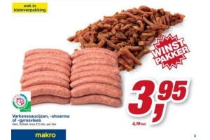 varkenssaucijzen shoarma of gyrosvlees