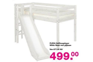 Gedrag helling Sta op FLEXA Halfhoogslaper White Wash met glijbaan nu voor €499,00 - Beste.nl