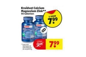 wonder Ontmoedigd zijn klasse Kruidvat Calcium Magnesium Zink, 2 voor €7,99 - Beste.nl