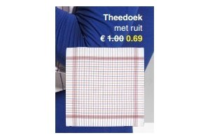 theedoek met ruit en euro 0 69