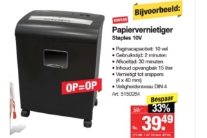 staples papiervernietiger stapler 10v