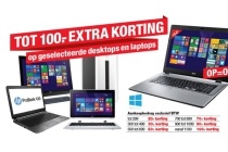 tot en euro 100 korting op geselecteerde desktops en laptops