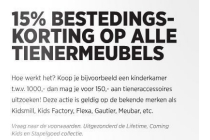 15 bestedingskorting op alle tienermeubels