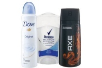 axe rexona en dove deodorant