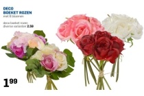 deco boeket rozen met 6 bloemen of rozen diverse varianten