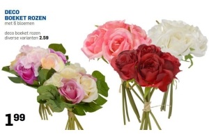 deco boeket rozen met 6 bloemen of rozen diverse varianten