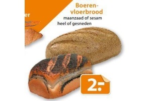 boerenvloerbrood maanzaad of sesam heel of gesneden