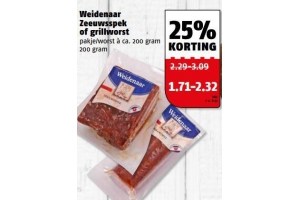 weidenaar zeeuwsspek of grillworst