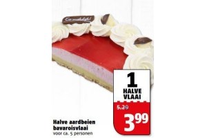 halve aardbeien bavaroisvlaai
