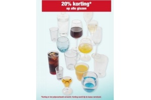 20 korting op alle glazen