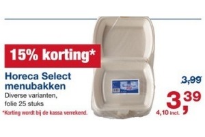 horeca select menubakken