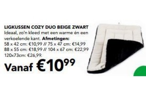 ligkussen cozy duo beige zwart