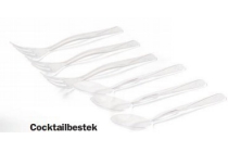 cocktailbestek 10 cm transparant zak 250 stuks vorkjes en lepeltje en euro 4 95