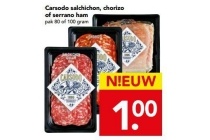 carsodo salchichon chorizo of serrano ham